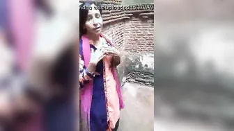 Village girl showing wobblers outdoors for her lover video