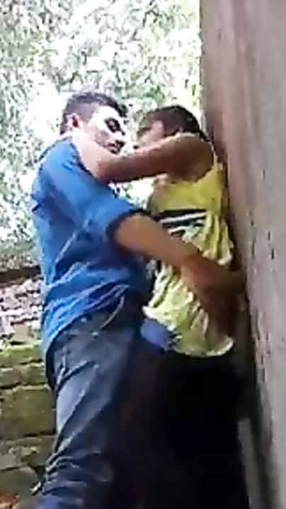 Desi legal age teenager paramours hawt standing quicky sex in outdoors