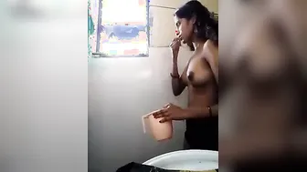 Bangla office gal bathing topless inside office throne room