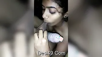 Cute Desi Babe On Her Knees Sucking Dick Until He Finishes