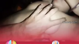 Husband Groping Wife's Tits While Fucking Her Hard On The Bed