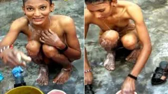 Catching My Desi Village GF Bathing In The Morning Sun