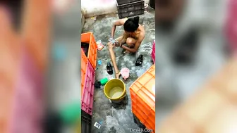 Catching My Desi Village GF Bathing In The Morning Sun