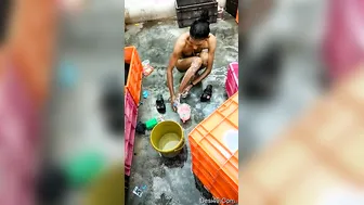 Catching My Desi Village GF Bathing In The Morning Sun