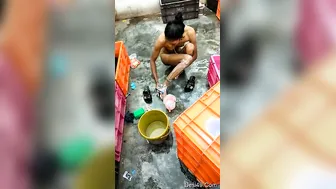 Catching My Desi Village GF Bathing In The Morning Sun