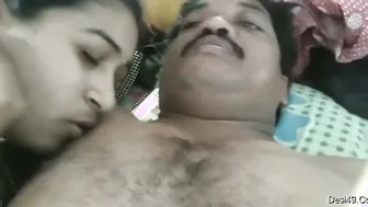 Telugu Couple Getting Naughty Stroking Dick In Bedroom Alone
