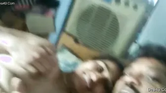 Telugu Couple Getting Naughty Stroking Dick In Bedroom Alone