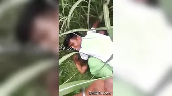 Married Slut Taking Two Guys Outdoors Behind The Village Field