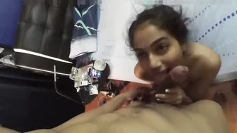 Cute GF Sucking And Riding Him Till He Fills Her Up