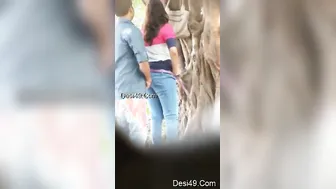 Lovers Fucking Standing Up Against The Wall In Quiet Park Spot
