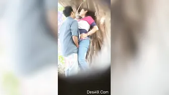 Lovers Fucking Standing Up Against The Wall In Quiet Park Spot