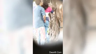 Lovers Fucking Standing Up Against The Wall In Quiet Park Spot