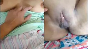 Horny Wife Getting Fingered And Boobs Pressed By Hubby In Bedroom