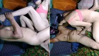 Horny Wife Stroking And Getting Pounded Hard By Her Husband