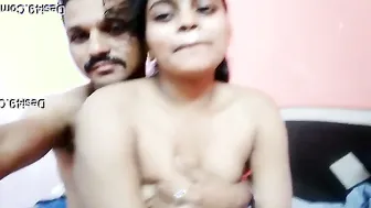 Girlfriend Squeezing Her Boobs While Boyfriend Films Her