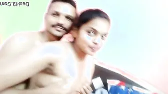 Girlfriend Squeezing Her Boobs While Boyfriend Films Her