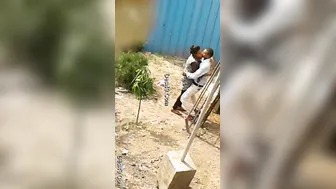 Horny Lovers Fucking Outdoors Behind House Getting Wild Together