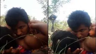 Desi Couple Fooling Around Outside Having Risky Sex In The Woods
