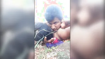 Desi Couple Fooling Around Outside Having Risky Sex In The Woods