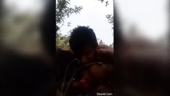 Desi Couple Fooling Around Outside Having Risky Sex In The Woods