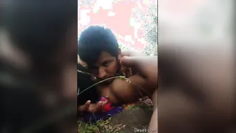 Desi Couple Fooling Around Outside Having Risky Sex In The Woods