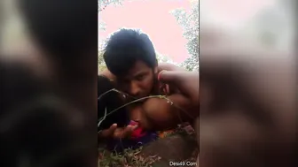 Desi Couple Fooling Around Outside Having Risky Sex In The Woods