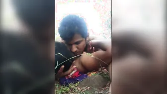 Desi Couple Fooling Around Outside Having Risky Sex In The Woods
