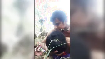 Desi Couple Fooling Around Outside Having Risky Sex In The Woods