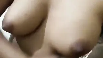 Busty Indian Bhabhi Stroking Lover's Cock Making Him Cum So Hard