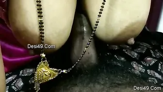 Desi Wife Getting Her Tits Fucked Hard By Husband Before Bed