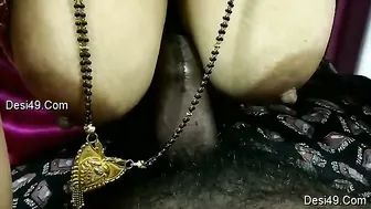 Desi Wife Getting Her Tits Fucked Hard By Husband Before Bed