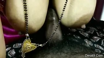 Desi Wife Getting Her Tits Fucked Hard By Husband Before Bed