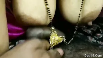 Desi Wife Getting Her Tits Fucked Hard By Husband Before Bed
