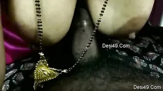 Desi Wife Getting Her Tits Fucked Hard By Husband Before Bed