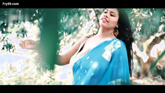 Indian Wife In Blue Saree Teasing And Stripping For Husband