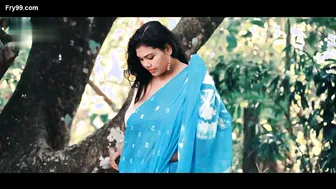 Indian Wife In Blue Saree Teasing And Stripping For Husband