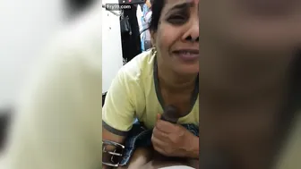 Desi Aunty Sucking And Stroking Till He Cums All Over Her Face