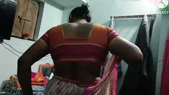 Telugu Aunty Caught Wearing Nothing Under Her Saree At Home