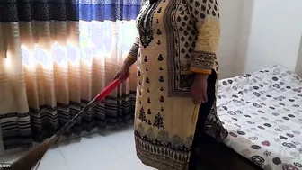 Naughty Stepson Fucking Aunty While She Cleans His Messy Room