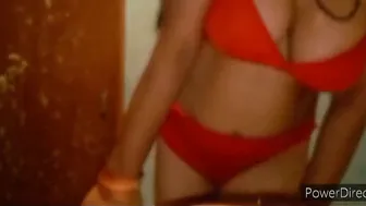 Busty Aunty In Red Bra Taking It Deep Moaning Loud In Bedroom