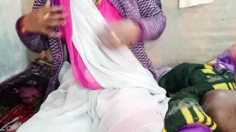 Busty Aunty Squeezing Her Tits While Stroking Her Young Lover