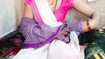 Busty Aunty Squeezing Her Tits While Stroking Her Young Lover