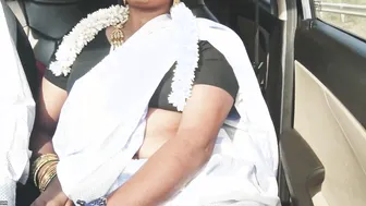 Saree Clad Aunty Getting Wild In Backseat Whispering Telugu