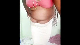Curvy Aunty In White Saree Fingering Herself For Her Stepbrother