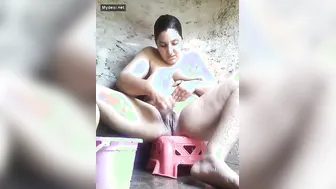 Mature Aunty Stripping Down For Bath In Private Village Bathroom