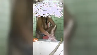 Curvy Aunty Soaping Up Her Big Ass In Shower Getting Ready
