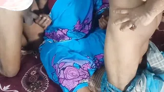 Stepmom And Her Sharing His Thick Cock Together On The Bed