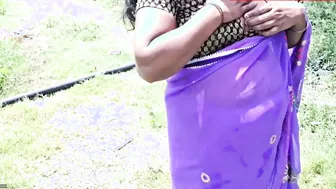 Farmer Aunty Sneaking Outdoors With Village Boy For Quickie