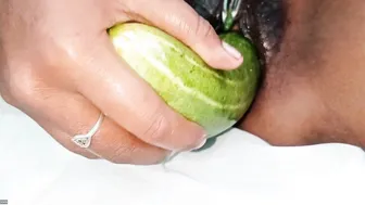 Desi Aunty Pleasuring Herself With Cucumber In The Kitchen