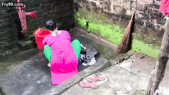 Catching My Stepaunt Washing Clothes And Fucking Her From Back